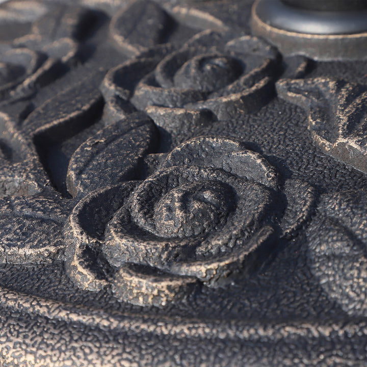 9kg Garden Parasol Base, Round Resin Cast Iron Effect Sun Umbrella Base, Outdoor Umbrella Stand for 38mm or 48mm Outdoor Umbrella Poles, Bronze Tone