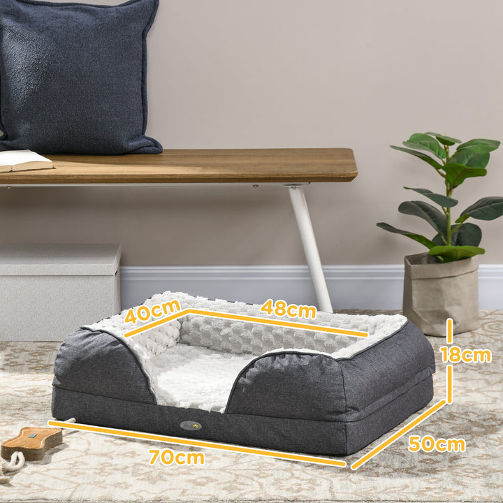 PawHut Calming Dog Bed Pet Mattress w/ Removable Cover, Anti-Slip Bottom, for Small Dogs, 70L x 50W x 18Hcm - Charcoal Grey