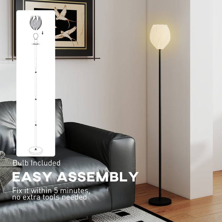 Flower Floor Lamp for Living Room, 3D Printed Modern Standing Lamp with Rose Shade, 3 Colour Temperature & Foot Switch, Minimalist Tall Pole Lampshade for Bedroom, Office, White