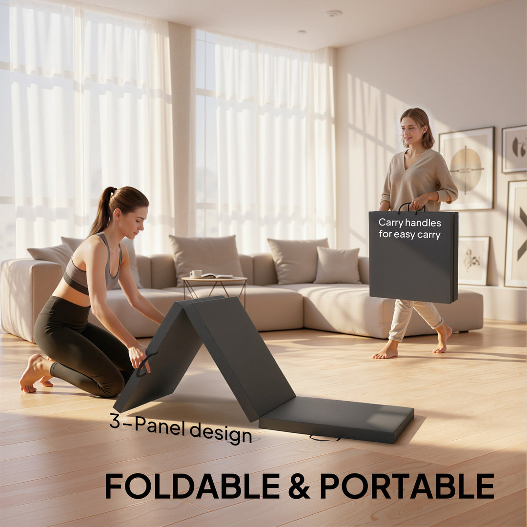 Gymnastics Mat, Tri-Fold Crash Exercise Pad, 6FT 2" Thick Foldable Wor