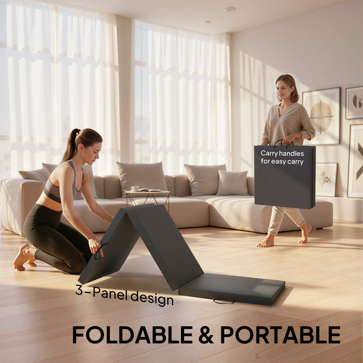 Gymnastics Mat, Tri-Fold Crash Exercise Pad, 6FT 2" Thick Foldable Wor