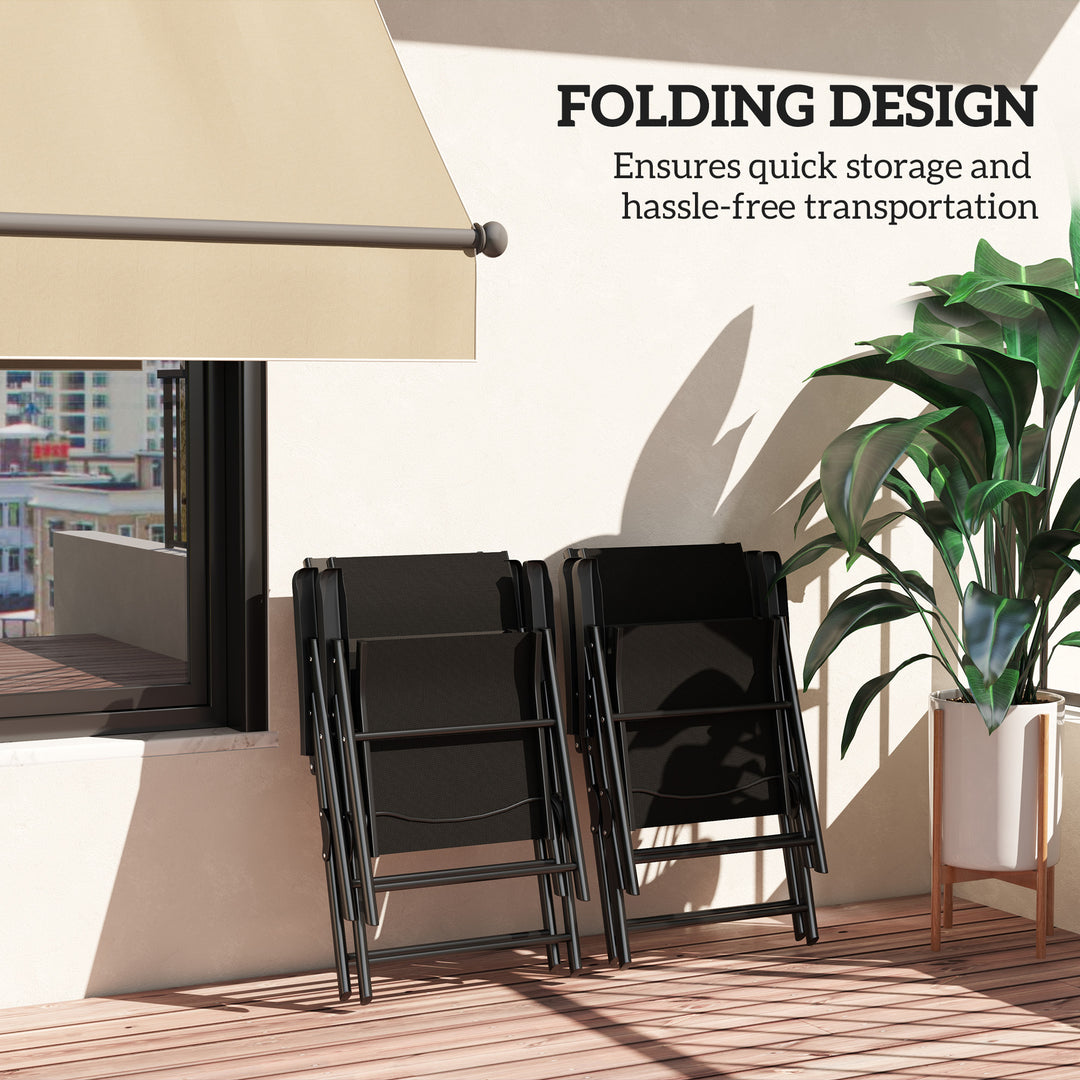 Set of Four Folding Outdoor Chairs - Black