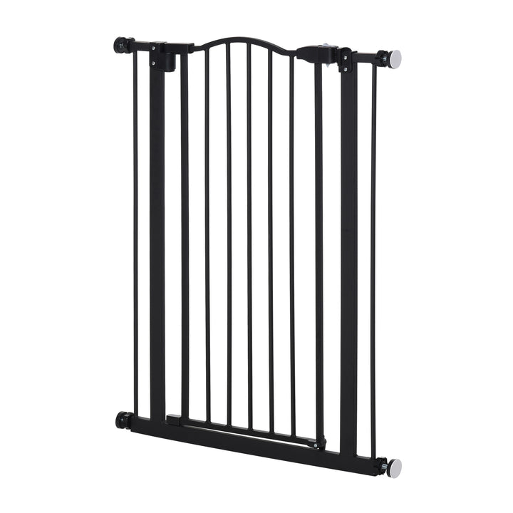 MCL Pressure Fit Dog Stair Gate No Drilling Safety Gate Auto Close for Doorways, Hallways, 74-80cm Adjustable, 94cm Tall, Black