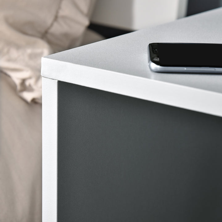 MCL Modern Side Table Three Layer Bedside Table Nightstand with 2 Storage Shelves, for Living room, Bedroom, Grey