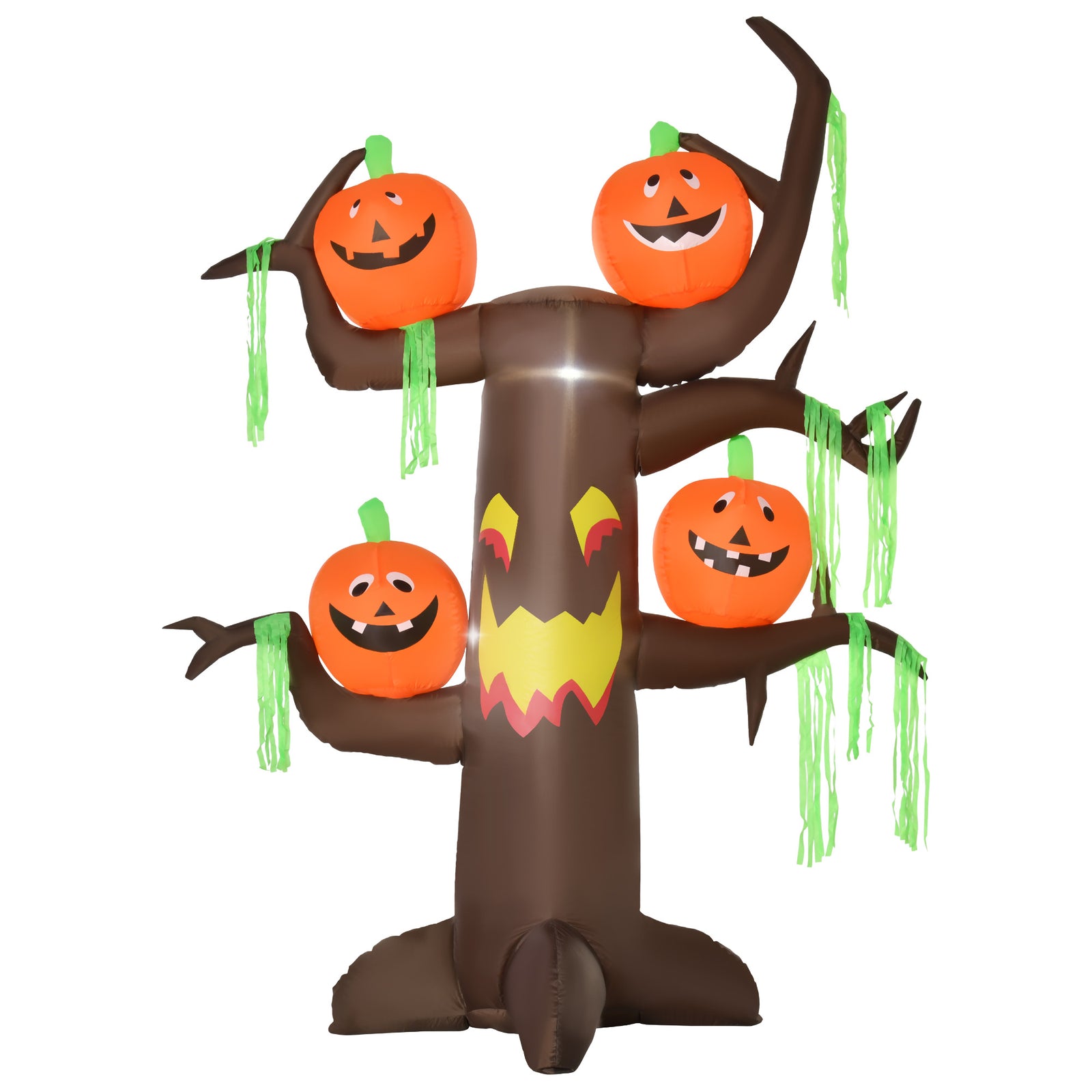 2.4m Halloween Inflatable Ghost Tree with 4 Pumpkins 2 Build-in LEDs, Blow Up Inflatables for Halloween Party Yard Lawn Outdoor Indoor Decoration