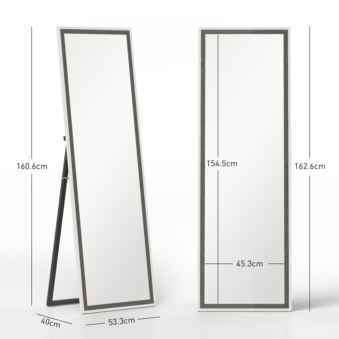 162.6 cm Two-Tone Full Length Mirror - White/Grey-Tone