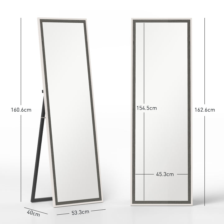 162.6 cm Two-Tone Full Length Mirror - White/Grey-Tone