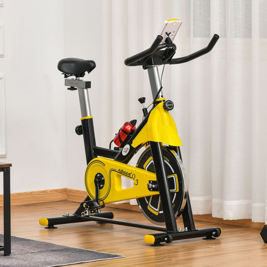 Exercise Bike, with 6kg Flywheel Belt Drive, Adjustable Resistance, LCD Display - Yellow
