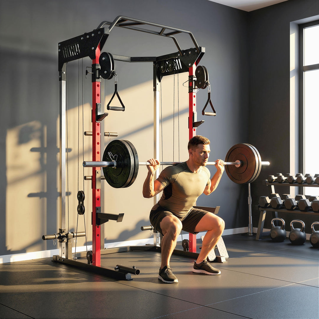 Power Cage, Power Rack with Adjustable Cable Pulley System, Pull-Up - view 2