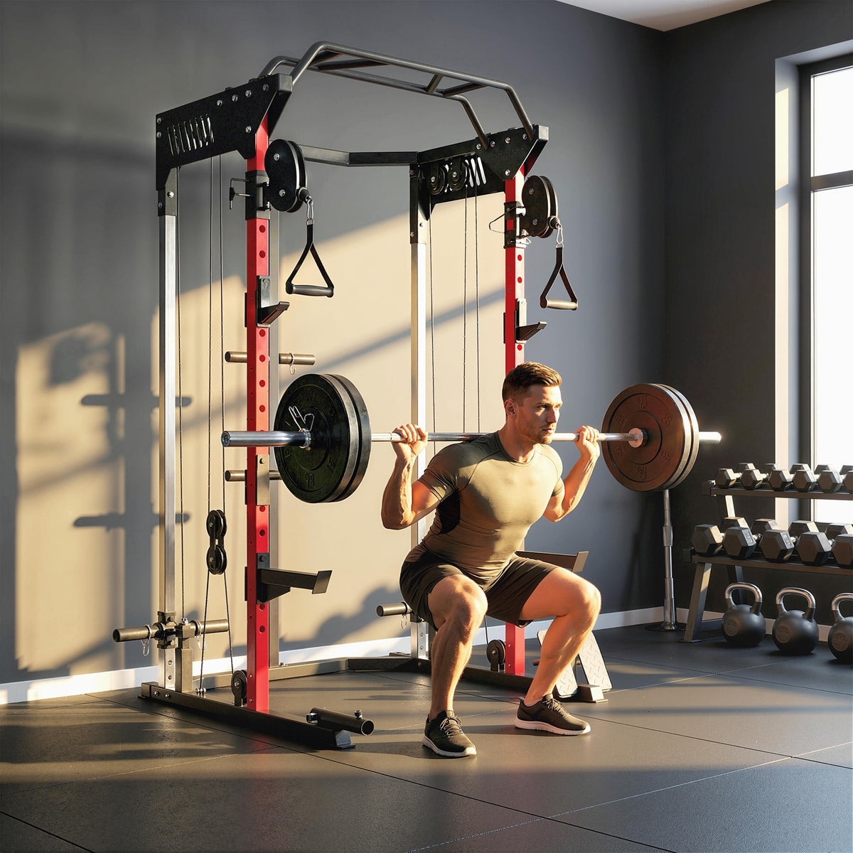 Power Cage, Power Rack with Adjustable Cable Pulley System, Pull-Up - view 2