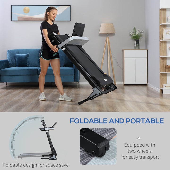 HOMCOM Folding Treadmill for Home Motorised Running Machine w/ LCD Display Black