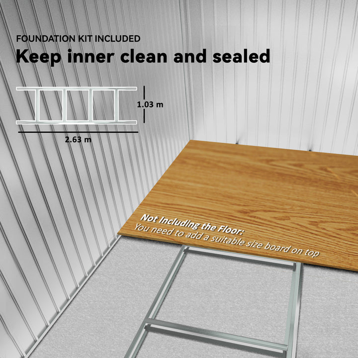 MCL 9 x 6ft Metal Garden Shed, Outdoor Storage Tool House with Ventilation Slots, Foundation Kit and Lockable Double Doors, Green