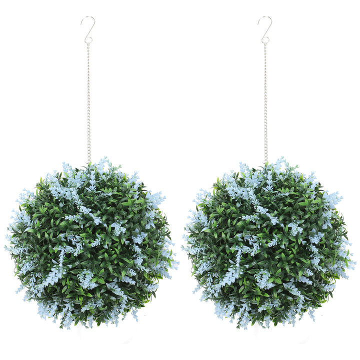 Set of 2 Artificial Plant Topiary Balls, UV-protected Fake Decorative 