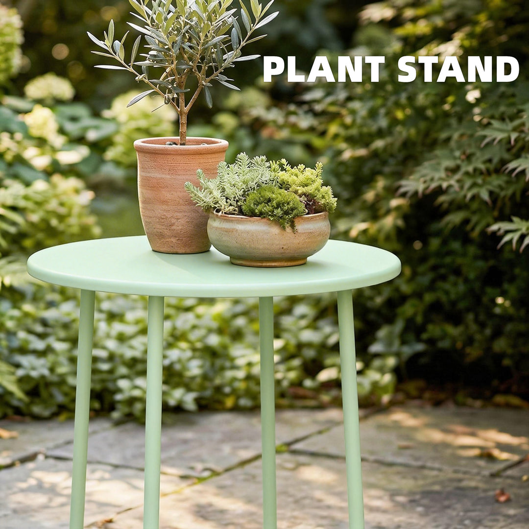 48 cm Round Garden Side Table, Small Metal Outdoor Garden Table with R