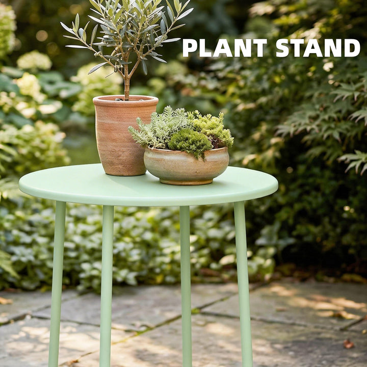 48 cm Round Garden Side Table, Small Metal Outdoor Garden Table with R