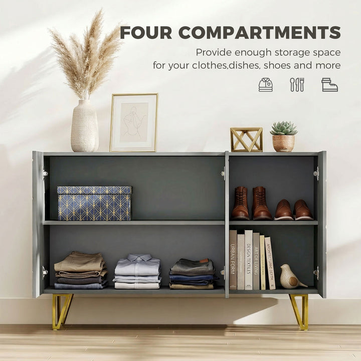 Modern Luxe High Gloss Sideboard, with Hairpin Legs, Grey