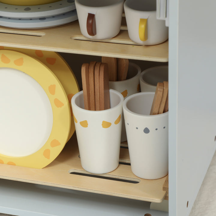 MCL Wooden Dishwasher Playset, Kitchen Sink Toys with Faucet, Sink and Accessories, Gift for Boys Girls Toddlers