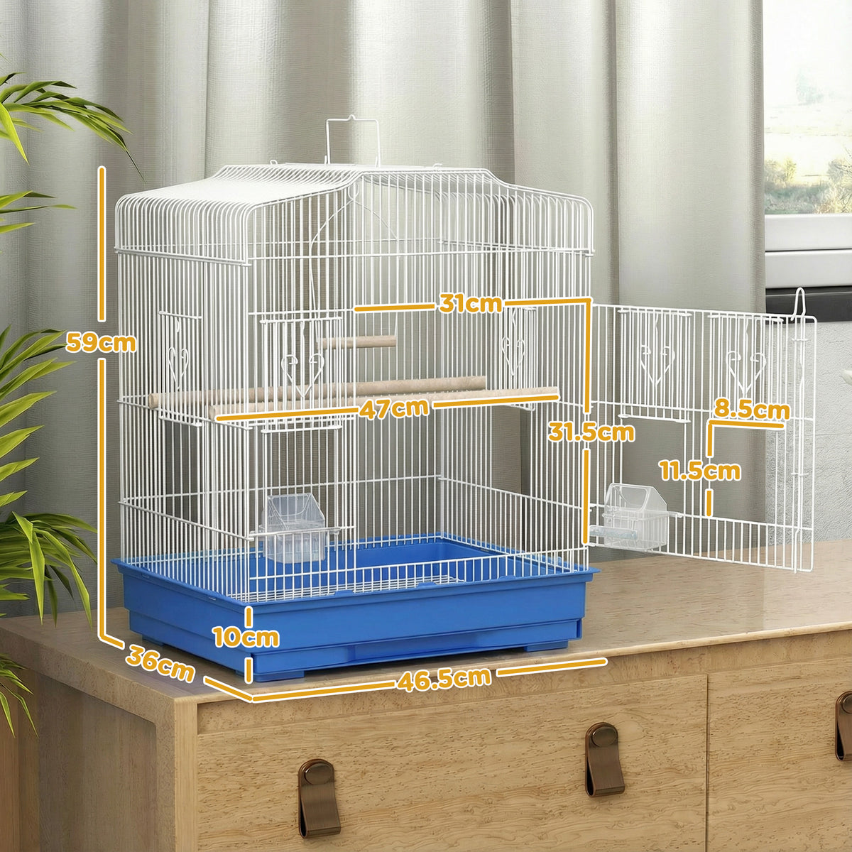 Large Metal Bird Cage with Perches, Food Bowls, Swing, for Budgies, Pa
