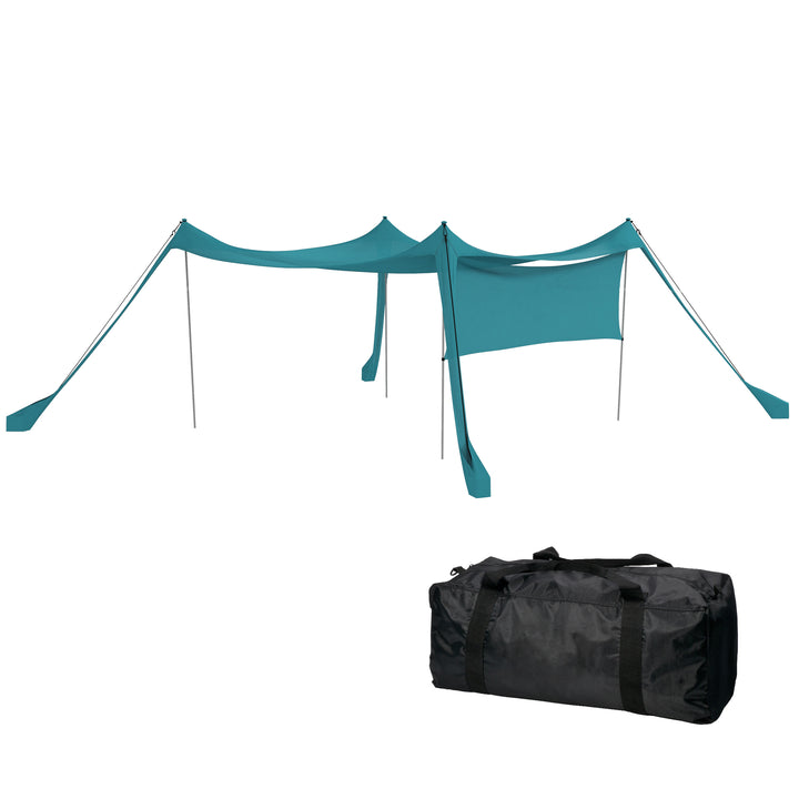 Outsunny Beach Shelter with Side Wall, Portable Carry Bag, Ideal for Camping, Fishing, Picnics, Sky Blue | Aosom UK