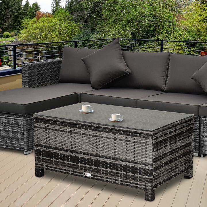 MCL PE Rattan Garden Coffee Table, with Glass Table Top - Grey