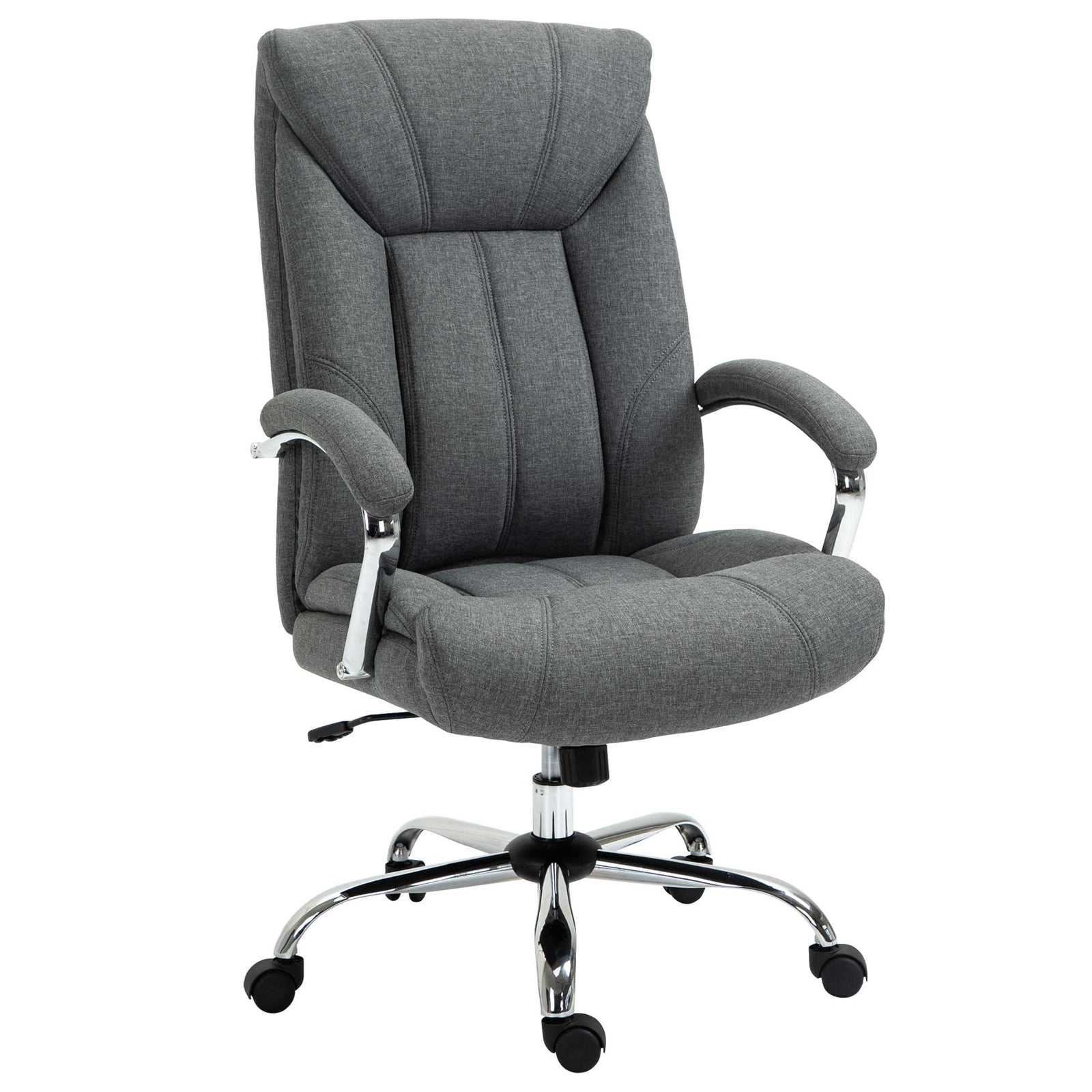 Office Chair, Fabric Desk Chair, Padded Executive Chair with Adjustable Height, Swivel Wheels, Metal Star Base, Grey