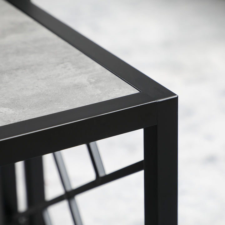 MCL Nesting Coffee Tables, Set of 3 Square Side Tables with Black Metal Frame, for Living Room, Bedroom and Office, Grey