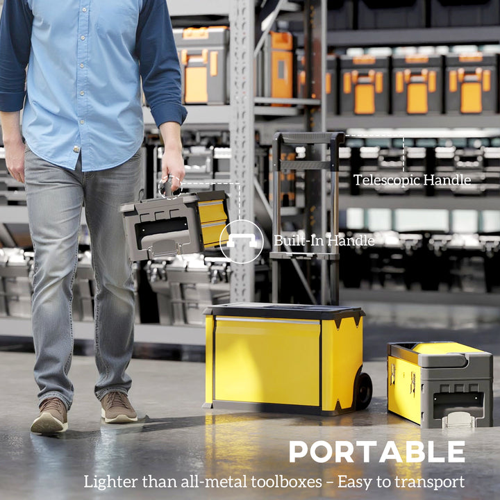 3-in-1 Stackable Rolling Tool Box - Yellow