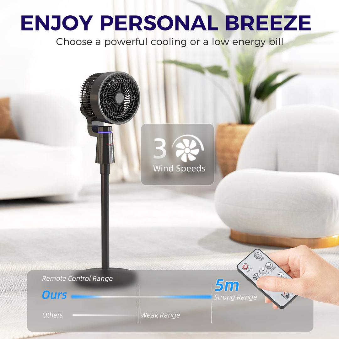 Pedestal Air Circulation Fan with Oscillating, Light Off, Black