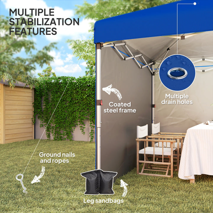 3 x 3 (M) Pop Up Gazebo, UPF 30+ with 2 Sidewalls, Leg Weight Bags and Wheeled Bag, Height Adjustable Party Tent Event Shelter for Garden, Patio, Blue