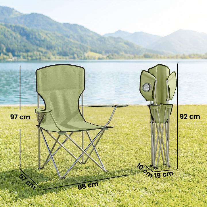 Camping Chair Set of 2 Portable Folding Outdoor Camp Chair with Cup Ho