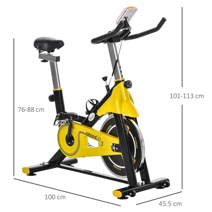 MCL Exercise Bike, with 6kg Flywheel Belt Drive, Adjustable Resistance, LCD Display - Yellow