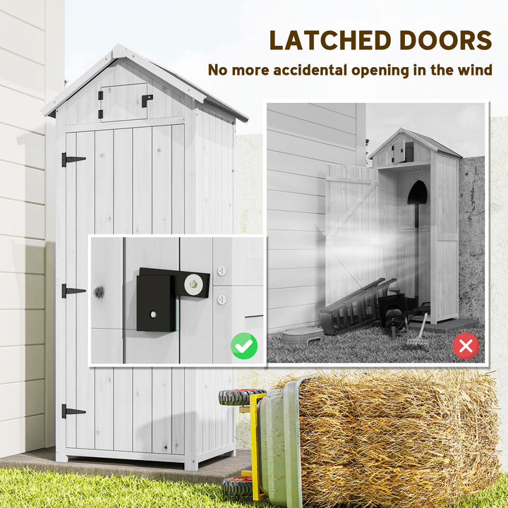 Small Shed, Tall Slim Wooden Garden Shed with 3 Removable Shelves and 