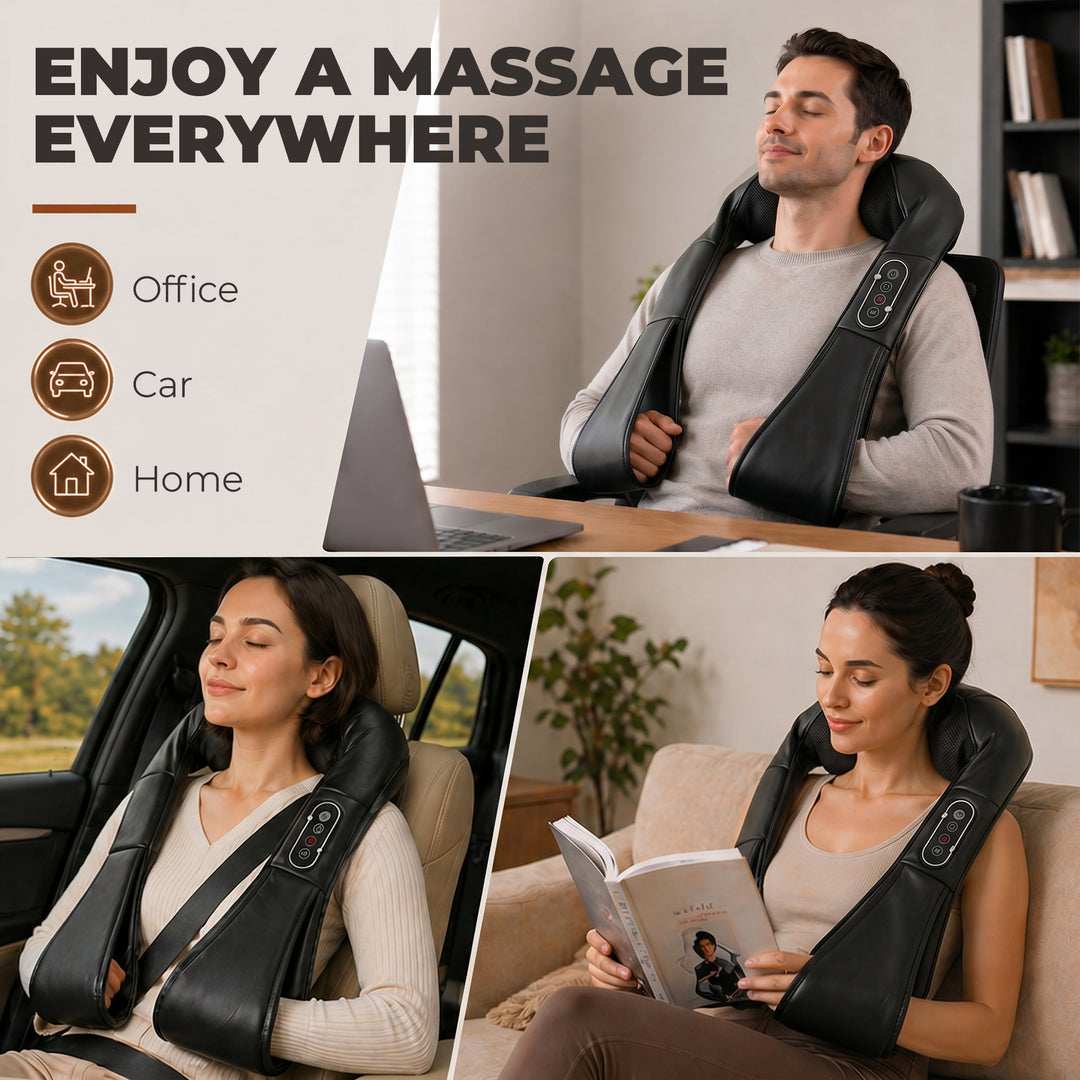 Neck and Shoulder Massager with Heat, Deep Tissue Shiatsu 3D Kneading 
