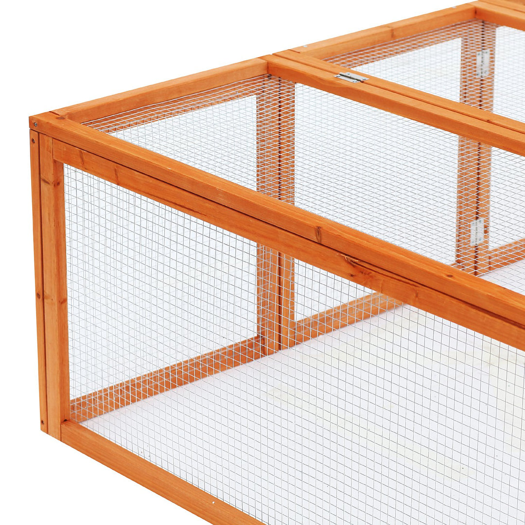 Pawhut Rabbit Hutch W/ Mesh Wire, 181Lx100Wx 48H cm-Wood | Aosom UK