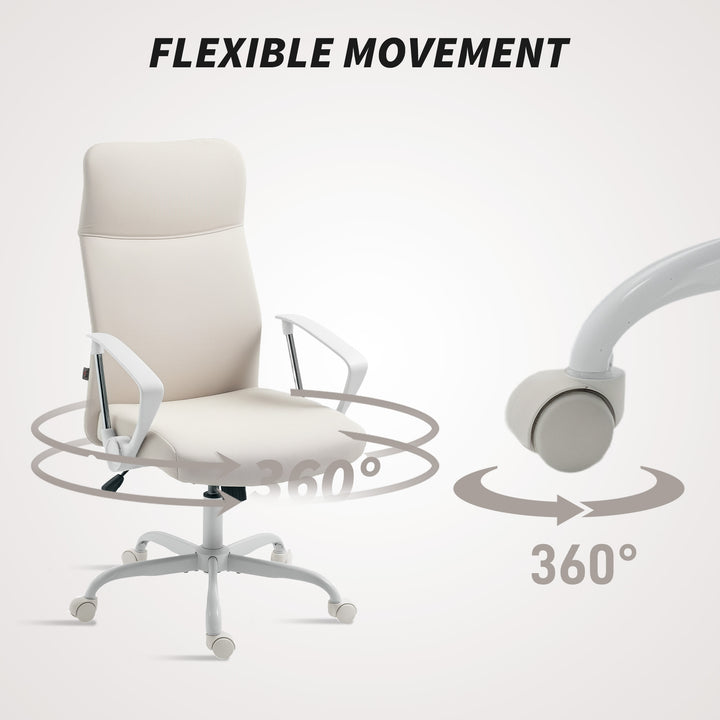 Fabric High Back Office Chair - Cream White