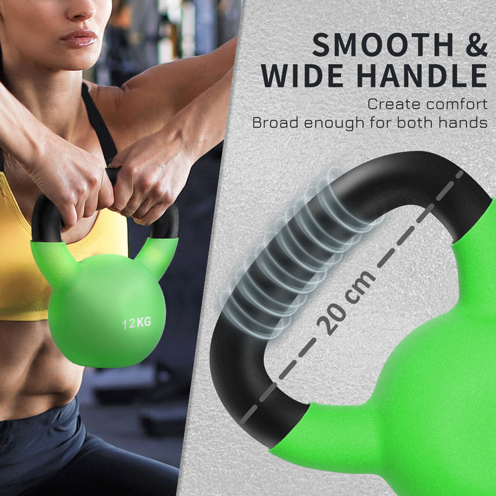 Soft Kettlebell, 12kg Kettle Bell with Non-Slip Handle for Home Gym Weight Lifting and Strength Training, Green