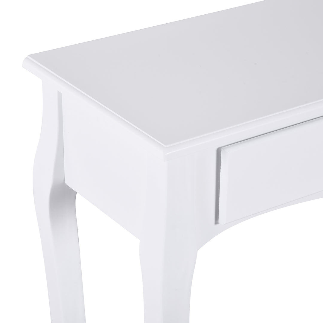 HOMCOM Modern Console Table, Sofa Side Desk with Storage Shelves & Drawers, for Living Room Entryway, Ivory White | Aosom UK