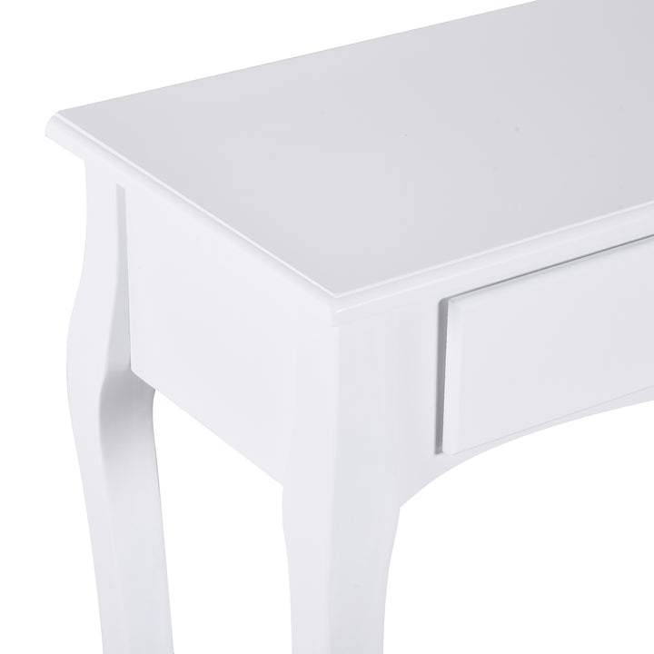 HOMCOM Modern Console Table, Sofa Side Desk with Storage Shelves & Drawers, for Living Room Entryway, Ivory White | Aosom UK