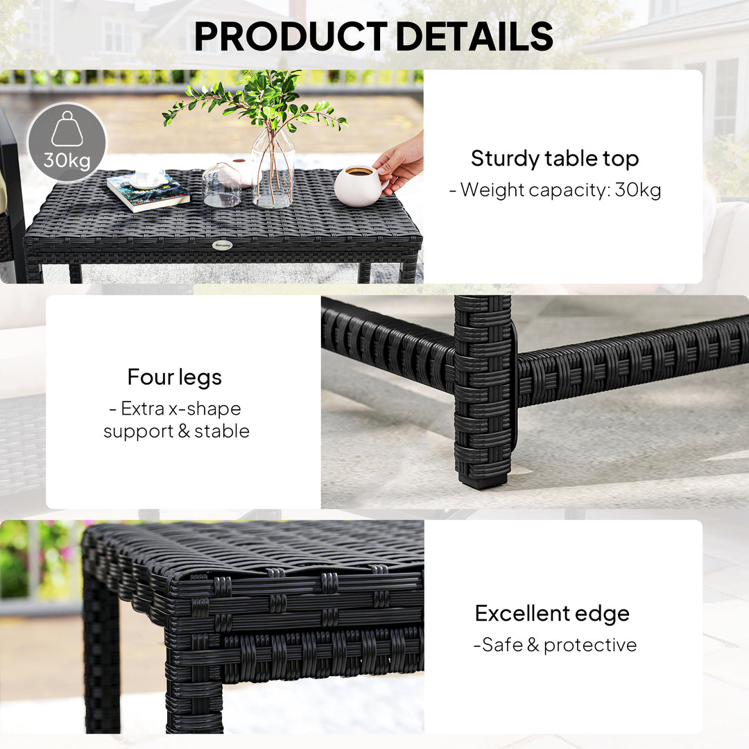 Outdoor Coffee Table Side Table with Rectangular Frame for Patio, Balc