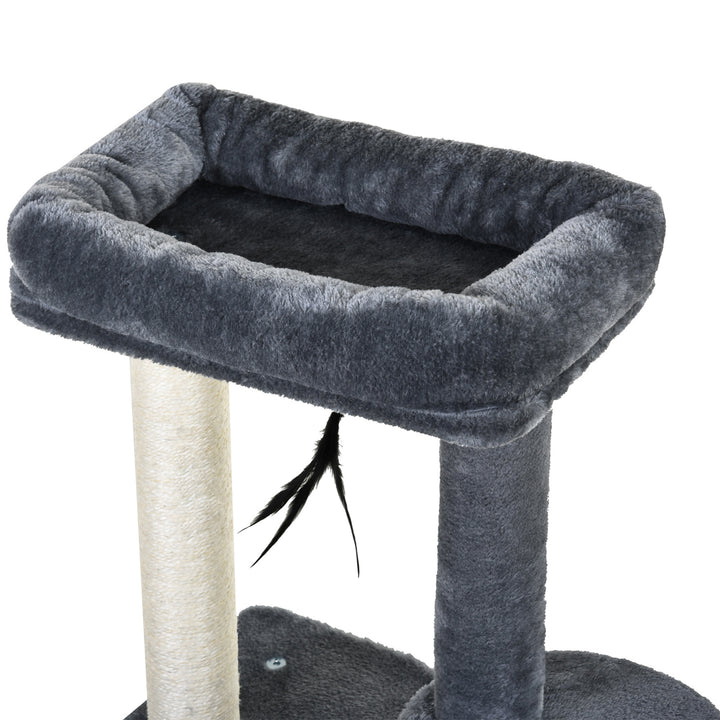 PawHut Cat Tree Tower: Multi-Activity Centre with Perch, House, Scratching Post, Play Ball & Rest Area, Grey & White | Aosom UK