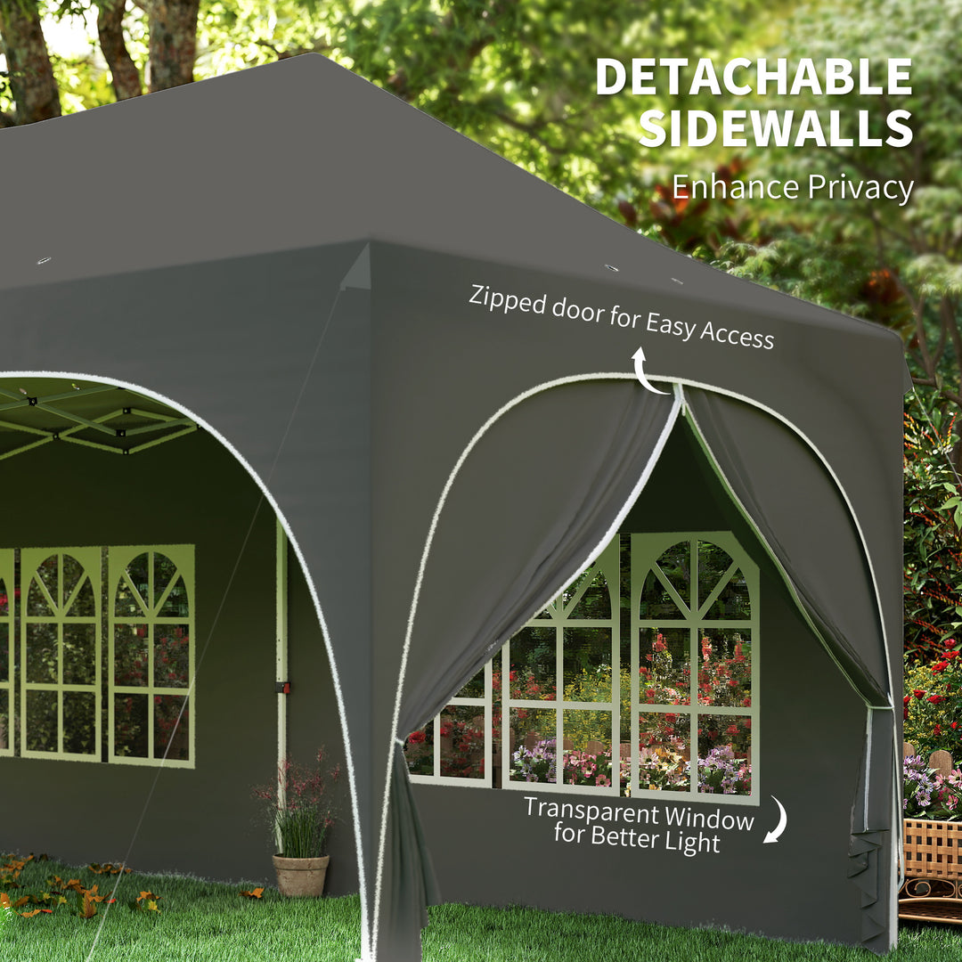 3 x 6m Pop Up Gazebo Shelter with Sides, 6 Sandbags, Peak Top Garden P