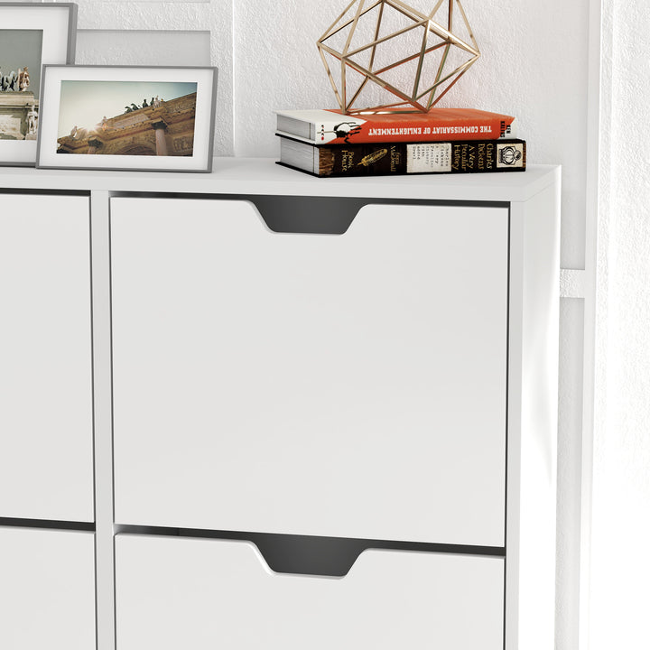 Shoe Storage Cabinet, 4 Flip Drawers, Shoe Organizer for 8-16 Pairs of Shoes, White