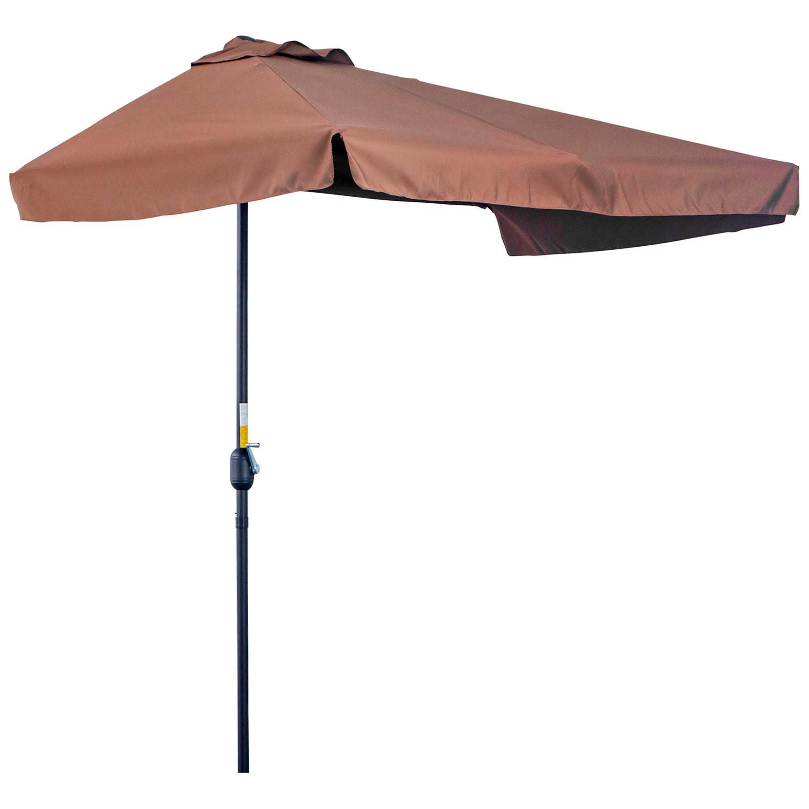 2.3m Half-Square Parasol, for Balconies and Walls - Brown