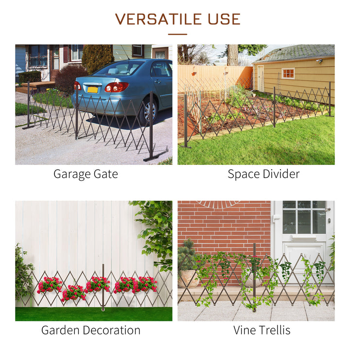 Expanding Trellis Fence Freestanding Movable Fence Foldable Garden Screen Panel Aluminium, 405cm x 103.5cm, Dark Brown