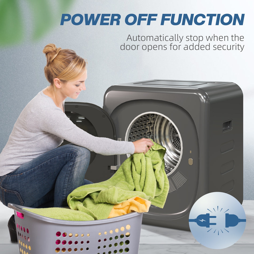 4kg Vented Tumble Dryer with Deodorize, Smart Mode, 800W Compact Tumble Dryer with Stainless Steel Tub, Front Load, for Flat, Home, RVs, Grey