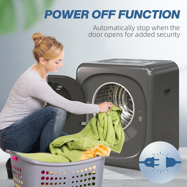 4kg Vented Tumble Dryer with Deodorize, Smart Mode, 800W Compact Tumble Dryer with Stainless Steel Tub, Front Load, for Flat, Home, RVs, Grey