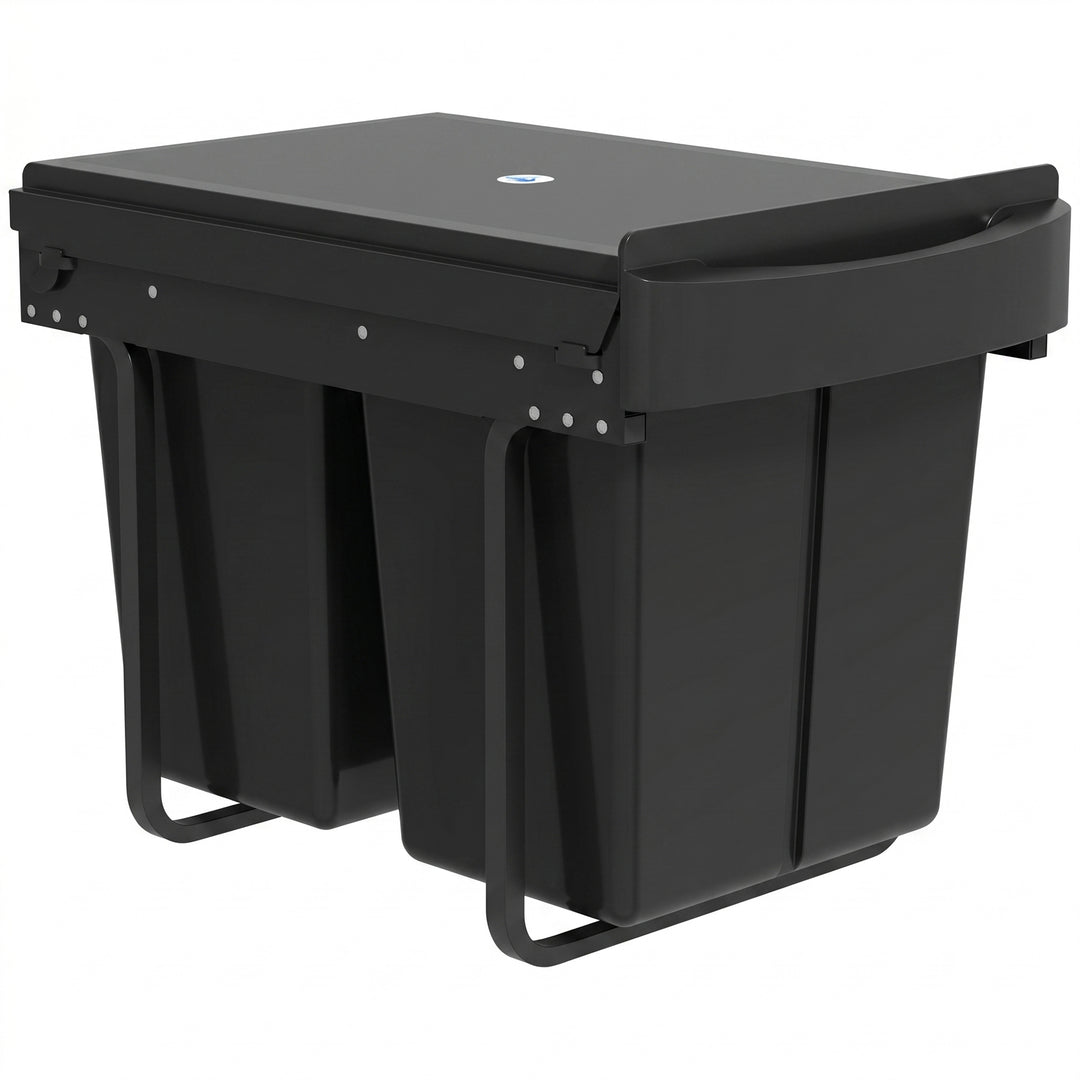 Pull Out Bin, Kitchen Under Sink Bin with 2 Removable Compartments, Sm