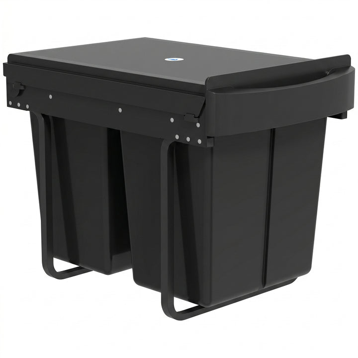 Pull Out Bin, Kitchen Under Sink Bin with 2 Removable Compartments, Sm