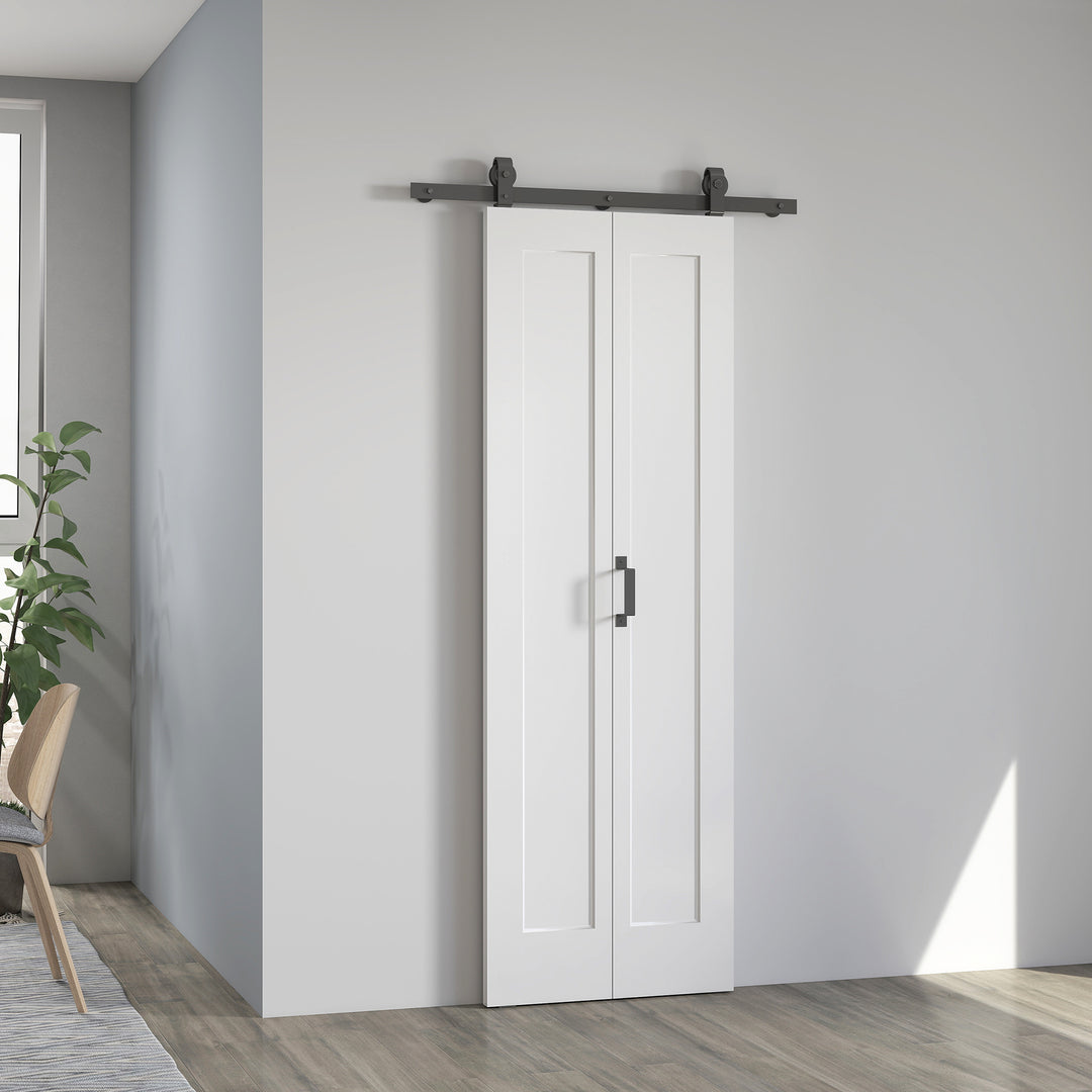 Slide Door, 70cm Modern Sliding Door Set Kit with Steel Rail, White