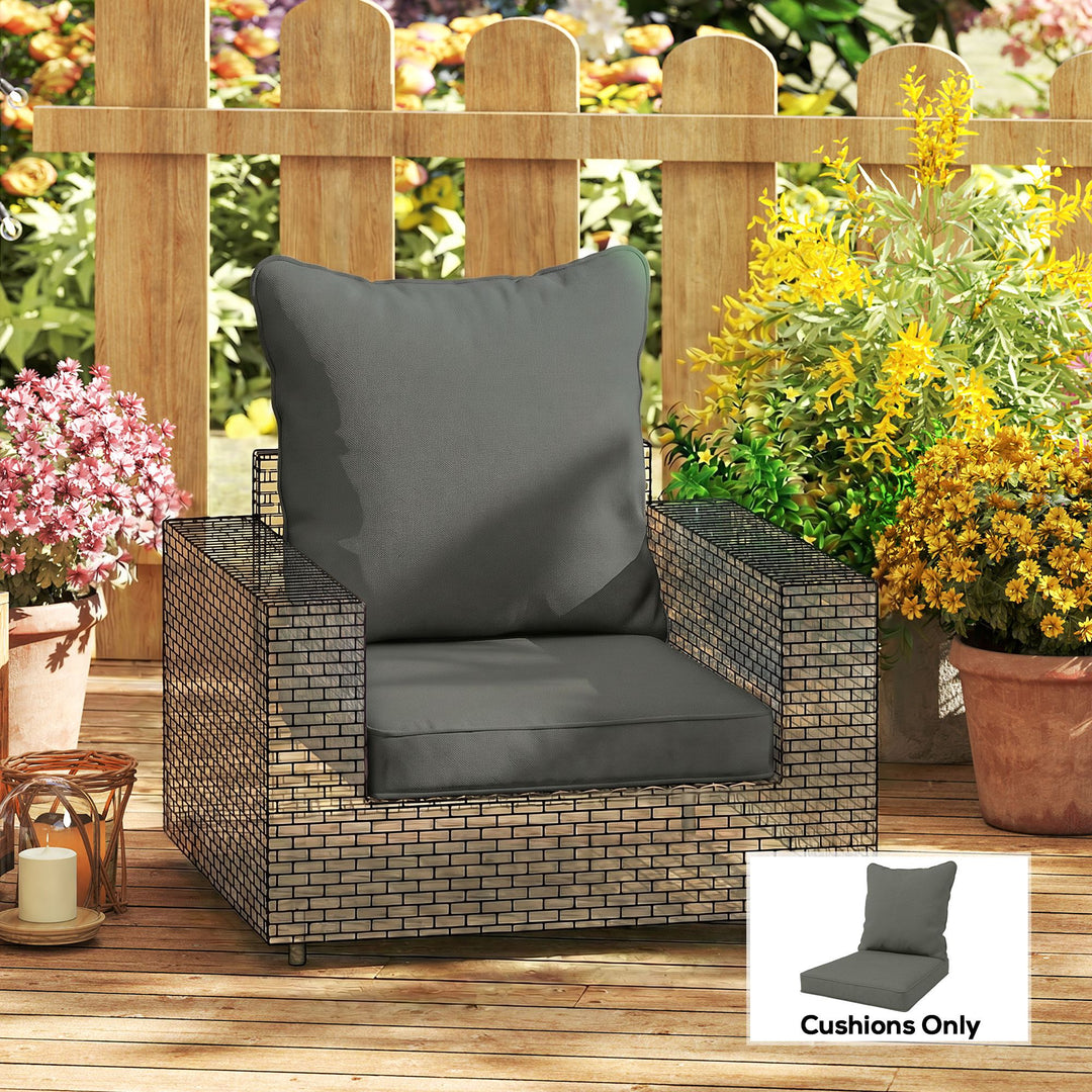 Seat and Back Padded Cushion Set, CUSHION ONLY - Charcoal Grey
